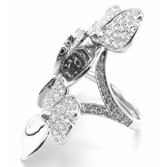 Authentic! Tiffany & Co Paper Flowers Platinum Diamond Large Ring - Picture 3 of 11